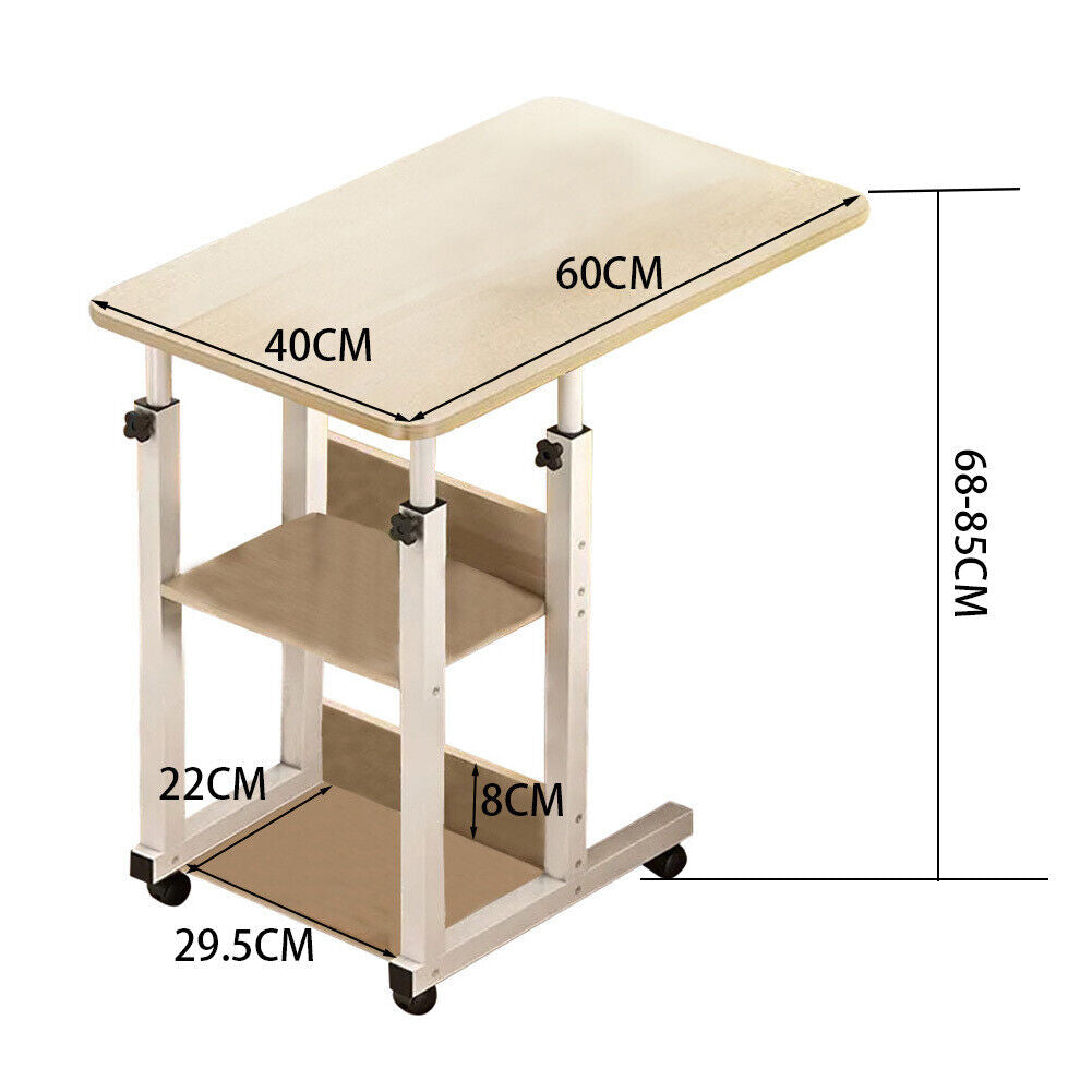 Over Bed Table Storage Shelf Aid Hospital Height Adjustable Laptop Tray Trolley