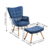 Fabric Armchair High Back Buttoned Upholstered Sofa Accent Chair with Foot Stool