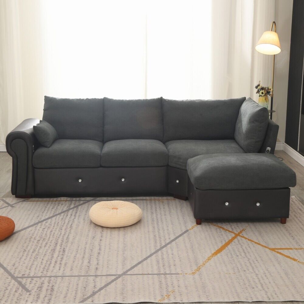 Luxury 2, 3 Seater Linen Fabric Couch Sofa Corner Chaise Living Room Furniture