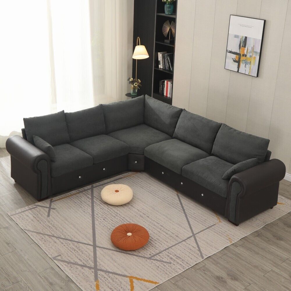 Luxury 2, 3 Seater Linen Fabric Couch Sofa Corner Chaise Living Room Furniture