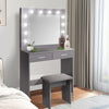 Vanity Dressing Table Stool Set Makeup Mirror/Drawers/Dimmabl 3 Colors LED Light