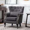 Upholstered Wing Back Chesterfield Sofa Velvet Button Tub Chair Scallop Armchair