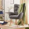 Fabric Armchair High Back Buttoned Upholstered Sofa Accent Chair with Foot Stool
