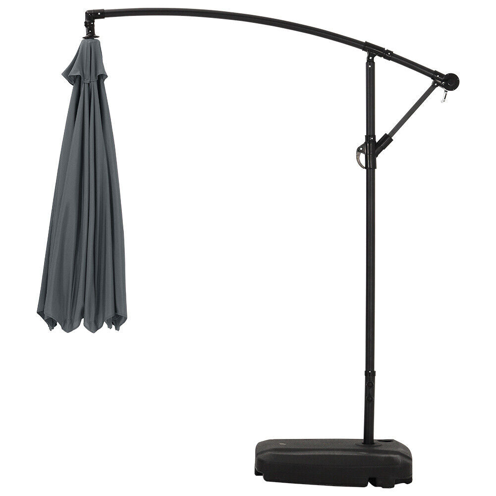 Cantilever Garden Hanging Sun Umbrella Banana Parasol Sunshade with Crank System