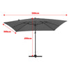 XL 3x3m Square Banana Parasol Outdoor Garden Patio Cantilever Hanging Umbrella