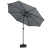 3M Outdoor Garden Round Parasol Sun Shade Patio Hanging Umbrella with Crank Tilt