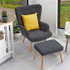 Fabric Armchair High Back Buttoned Upholstered Sofa Accent Chair with Foot Stool