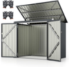 Metal Garden Shed Flip Top Lockable Outdoor Tool Bin Storage Weatherproof Grey