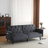 3 Seater Click Clack Sofa Velvet Mid Century Modern Couch with Solid Wooden Legs