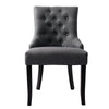 2x Dining Chairs Linen Fabric Studded Chairs Upholstered Accent Wooden Legs