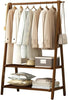 Bamboo Folding Clothes Rail 2 Tiers Hooks Bags Coat Stand Hanger Hallway Bedroom