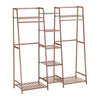 Folding Bamboo Clothes Garment Rack Coat Hanging Stand Open Display StorageShelf