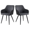 Set of 2 Armchairs Dining Chairs with Arms Velvet PU Faux Leather Chairs Kitchen