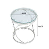 Round Sofa Side Table Glass Top End Coffee Table Chrome Leg Living Room Bedroom