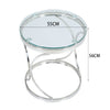 Round Sofa Side Table Glass Top End Coffee Table Chrome Leg Living Room Bedroom