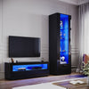 Black High Gloss Living Room Set LED TV Stand Cabinet Display Sideboard Cupboard