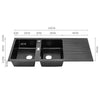 Modern Matte Black Inset Kitchen Sink Single/1.5/Double Bowl & Waste Undermount