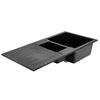 New Inset Quartz Stone Single Double Deep Bowl Kitchen Sink w/Drainer Waste Kit