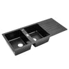 New Inset Quartz Stone Single Double Deep Bowl Kitchen Sink w/Drainer Waste Kit