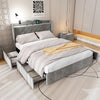 FABRIC UPHOLSTERED STORAGE BED FRAME 4 DRAWERS HEADBOARD DOUBLE SINGLE 4FT6 3FT