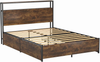 Bed Frame Double Storage Headboard 4 Drawer Platform Metal Wood Rustic Brown