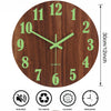 12" Luminous Wall Clock Silent Wooden Design Night Light for Living Room Bedroom
