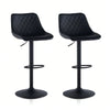 Set of 2 Black Bar Stools, Chicago, Faux Leather, swivel, height adjustable