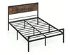 Double Bed Frame Industrial Metal Platform Bed with Headboard and Footboard