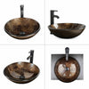 Bathroom Sink Basin Hand Wash Counter Top Oval Glass Bowl Pop up Tap Waste Set