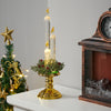 Set of 3 Battery Powered Candle Clear Wax Effect Lights with Grass Holder Decor