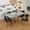 Rectangular Marble Dining Table 4-6 Seaters Black Metal Legs Kitchen Furniture