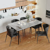 Rectangular Marble Dining Table 4-6 Seaters Black Metal Legs Kitchen Furniture