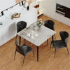 Rectangular Marble Dining Table 4-6 Seaters Black Metal Legs Kitchen Furniture