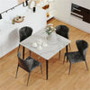 Rectangular Marble Dining Table 4-6 Seaters Black Metal Legs Kitchen Furniture
