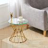 Round Glass Top End Table Living Bedroom Bed Side Sofa Coffee Table Metal Chrome