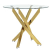 Contemporary Clear Glass Dining Table Cross Chrome Legs Round Kitchen Table