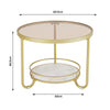 Teal Colour Round Side Table 2Tier Coffee End Table Nightstand Shelf Living Room