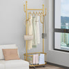 Rolling Coat Rack & Basket Storage Metal Hall Tree Hallway Clothes Stand Trolley