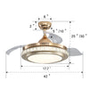 42" Ceiling Fan Light 6 Speed 3 Blades 3 Color Changing Chandelier Lamp w/Remote