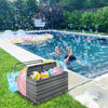 Outdoor Pool Float Storage Box with Wheels, PE Rattan Organizer for Patio & Pool