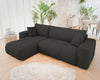 Corner Sofa Bed with Storage Universal Corner Side Cream Velvet Fabric FURYN