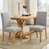 Set of 2 Modern Fabric Upholstered Dining Chairs, Curved Backrest+Solid Wood Leg