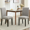 Set of 2 Modern Fabric Upholstered Dining Chairs, Curved Backrest+Solid Wood Leg
