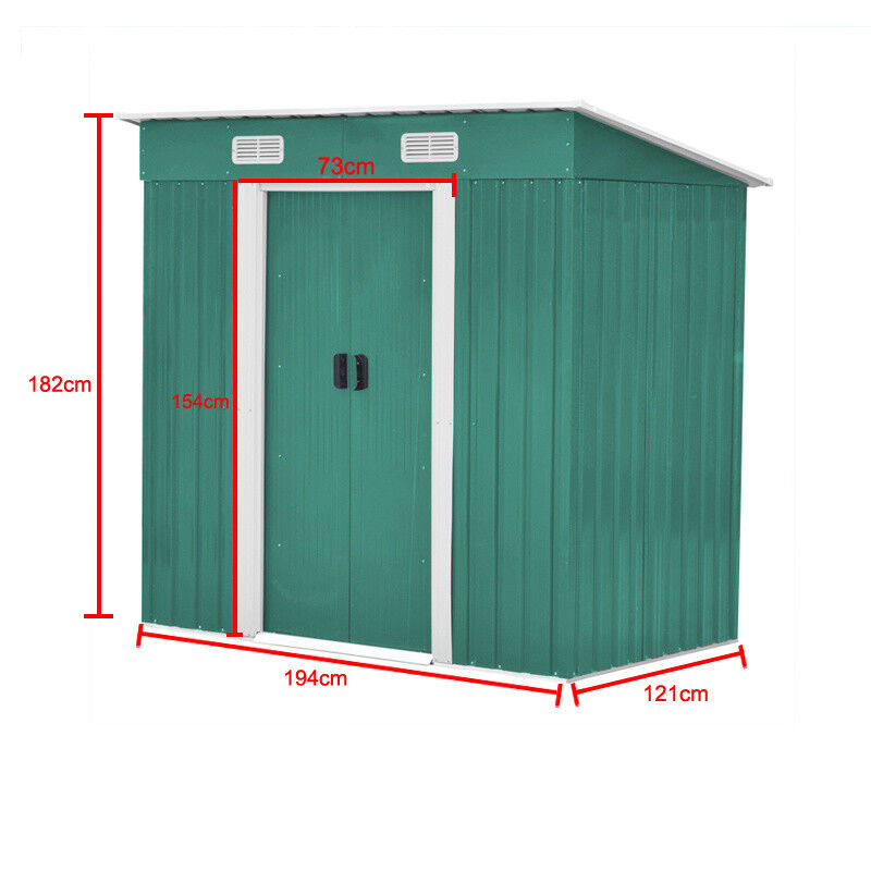 Garden Shed Metal Apex/Pent Roof Outdoor Storage House Tool Box With Foundation