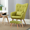 Fabric Armchair High Back Buttoned Upholstered Sofa Accent Chair with Foot Stool