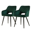 Set of 2 Armchairs Dining Chairs with Arms Velvet PU Faux Leather Chairs Kitchen