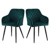 Set of 2 Armchairs Dining Chairs with Arms Velvet PU Faux Leather Chairs Kitchen