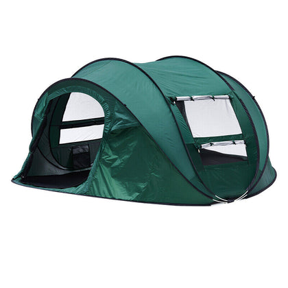 3-4 Man Waterproof Pop up Camping Tent Hiking Outdoor Tent 2 window 2 door floor