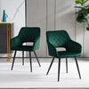 Pair of Dining Chair Velvet Diamond Chairs with Metal Legs Black/Blue/Grey/Green