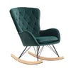 High Back Rocking Armchair Fabric Upholstered Tufted Leisure Chair Recliner Seat
